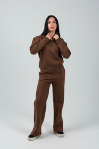 Relaxed Fit Half - Zip Sweater & Pants Set – Mocha - Hushy Wear