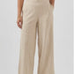 High Waisted Striped Linen Classic Trouser - Beige