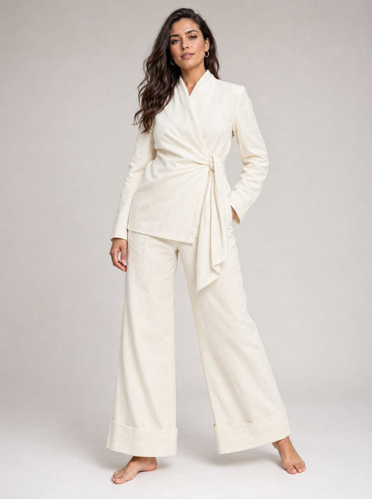 Kimono Premium Linen Blazer - Offwhite