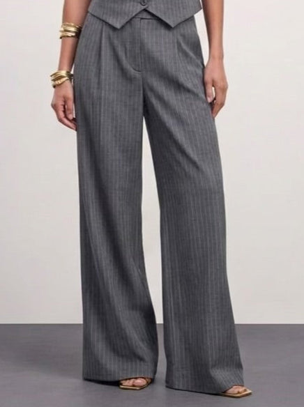 The Madison Pinstripe Tailored Vest - Gray