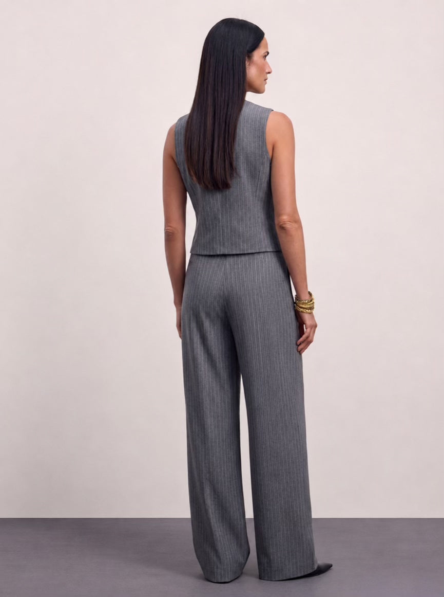 The Madison Pinstripe Co-Ord Set - Gray