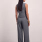 The Madison Pinstripe Wide-Leg Trousers - Gray