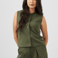 Button Down Sleeveless Top in Olive Green - Hushy Wear