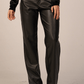 Faux Leather Wide Leg Pants - Black - Hushy Wear