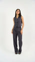 Gray Classic Vest & Pleated Straight Pants Set - Hushy Wear