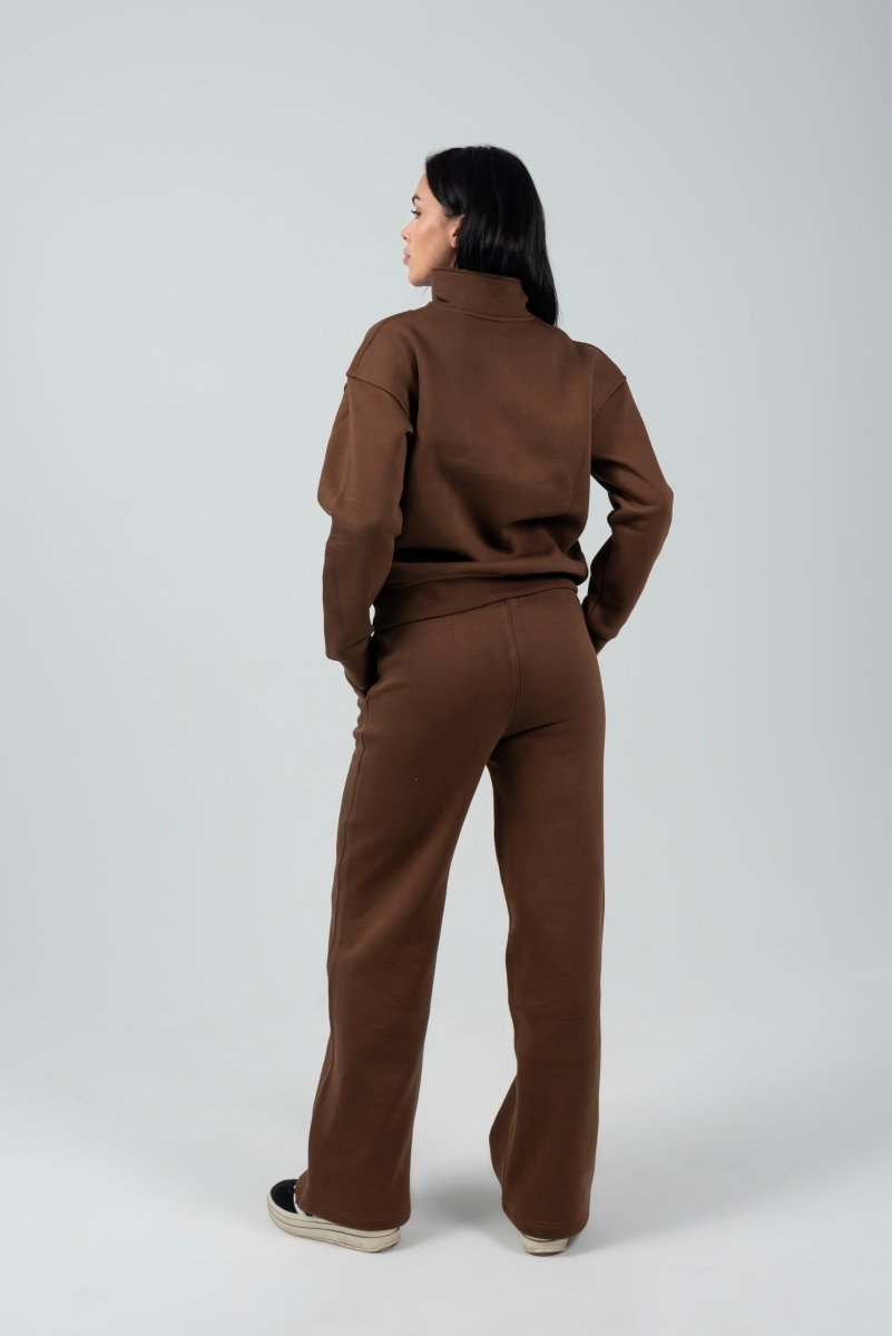 Half - Zip Lounge Top – Mocha - Hushy Wear
