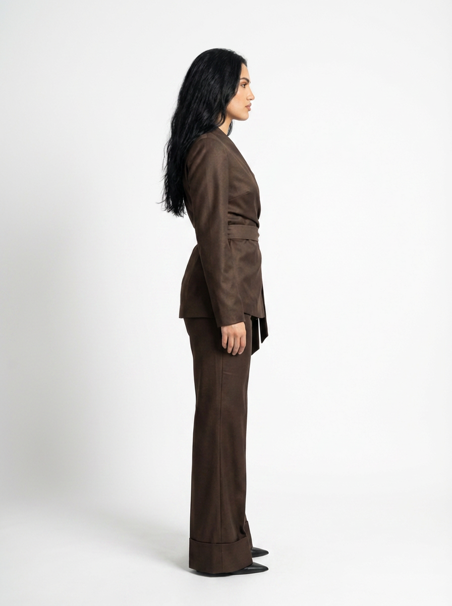 Elegant Wide-Leg Trousers – Brown