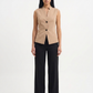 Premium V-Line Vest & Pants Set - Beige/Black