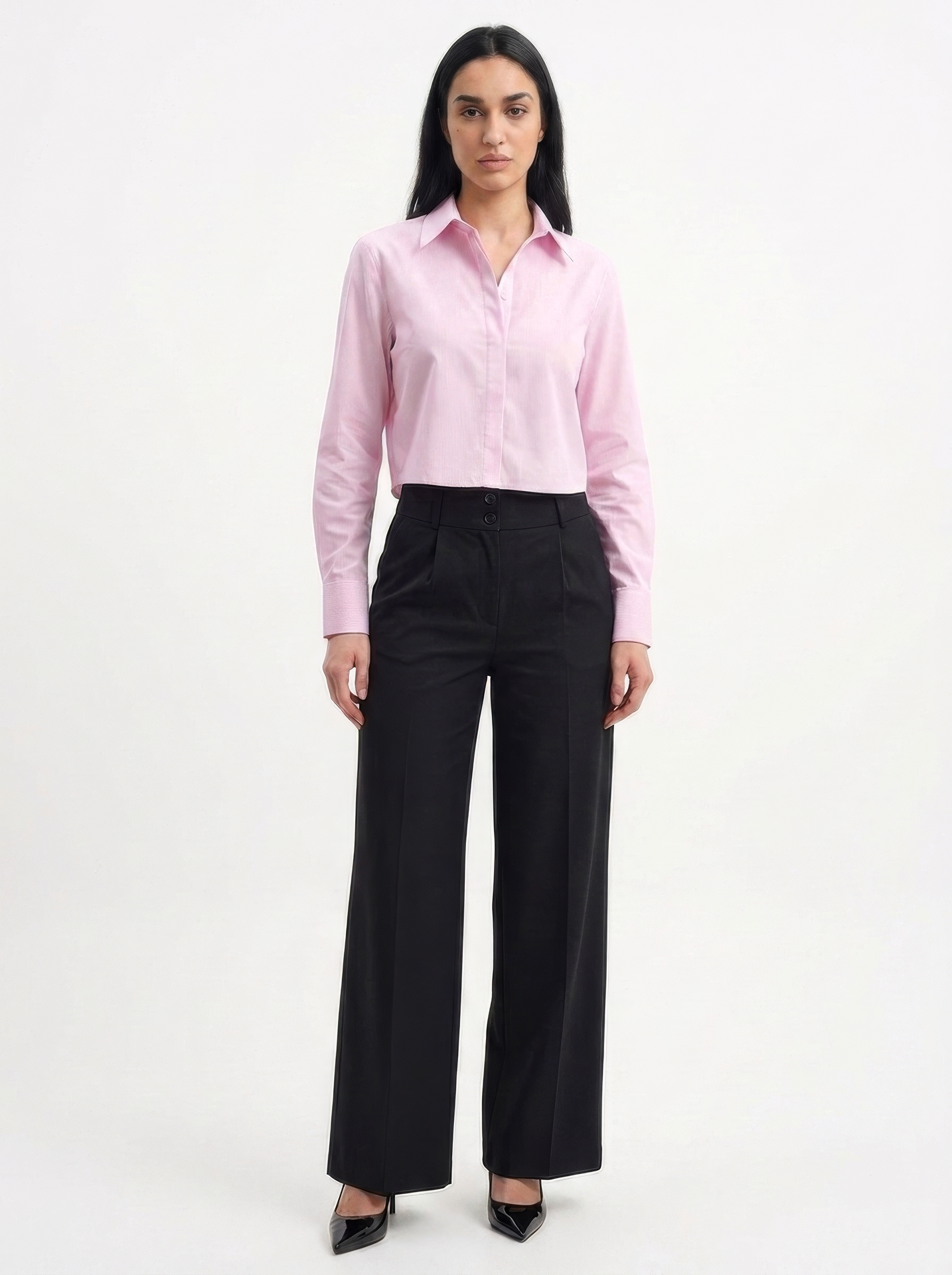 Pink Pinstripe Cropped Shirt
