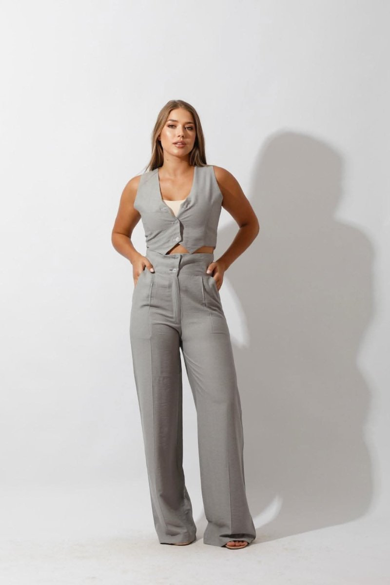 Linen Vest Only - Gray - Hushy Wear