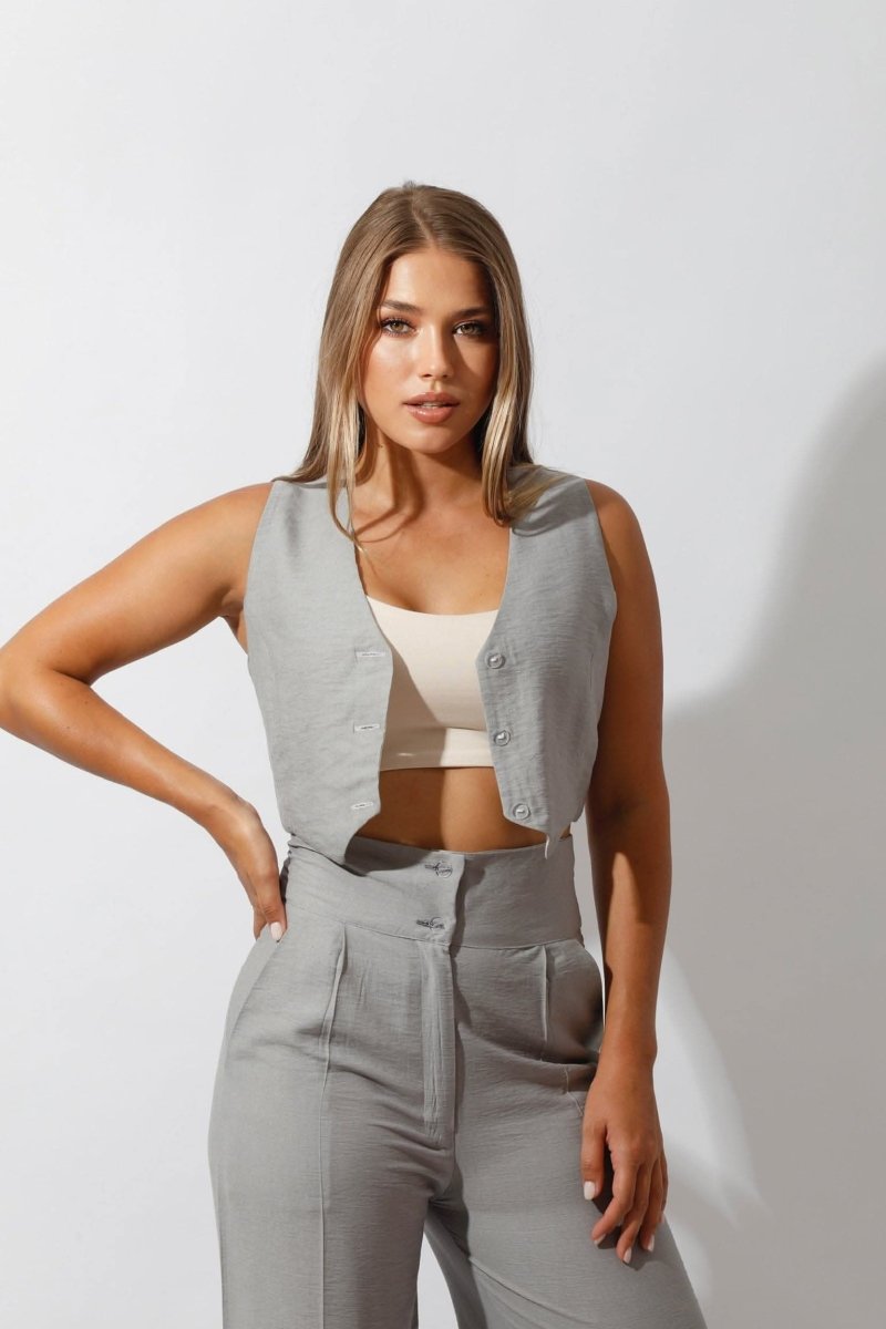 Linen Vest Only - Gray - Hushy Wear
