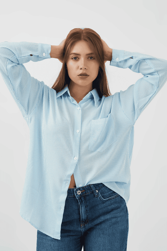 Oversized Shirt In Baby Blue - Hushy Wear