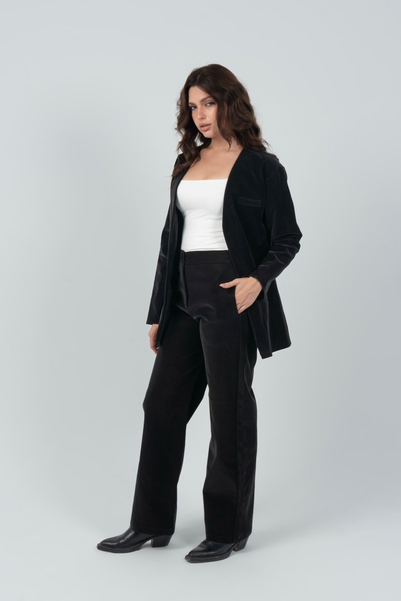 Relaxed Fit Blazer Waterproof Leather (Blazer Only) - Black - Hushy Wear