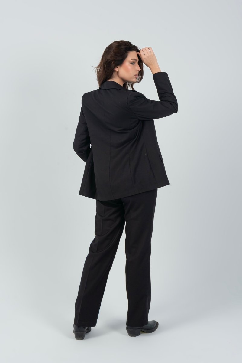 Relaxed Fit Two Button Blazer (Blazer Only) - Black - Hushy Wear