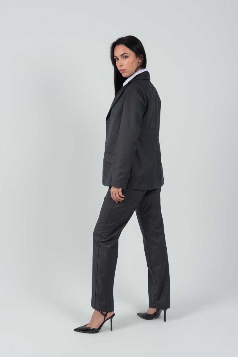 Relaxed Fit Two Button Blazer (Blazer Only) - Gray - Hushy Wear