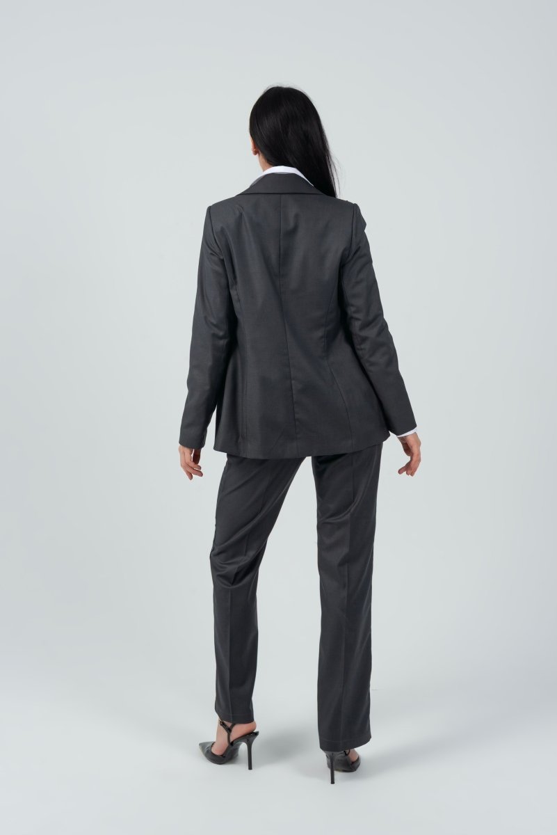 Relaxed Fit Two Button Blazer (Blazer Only) - Gray - Hushy Wear