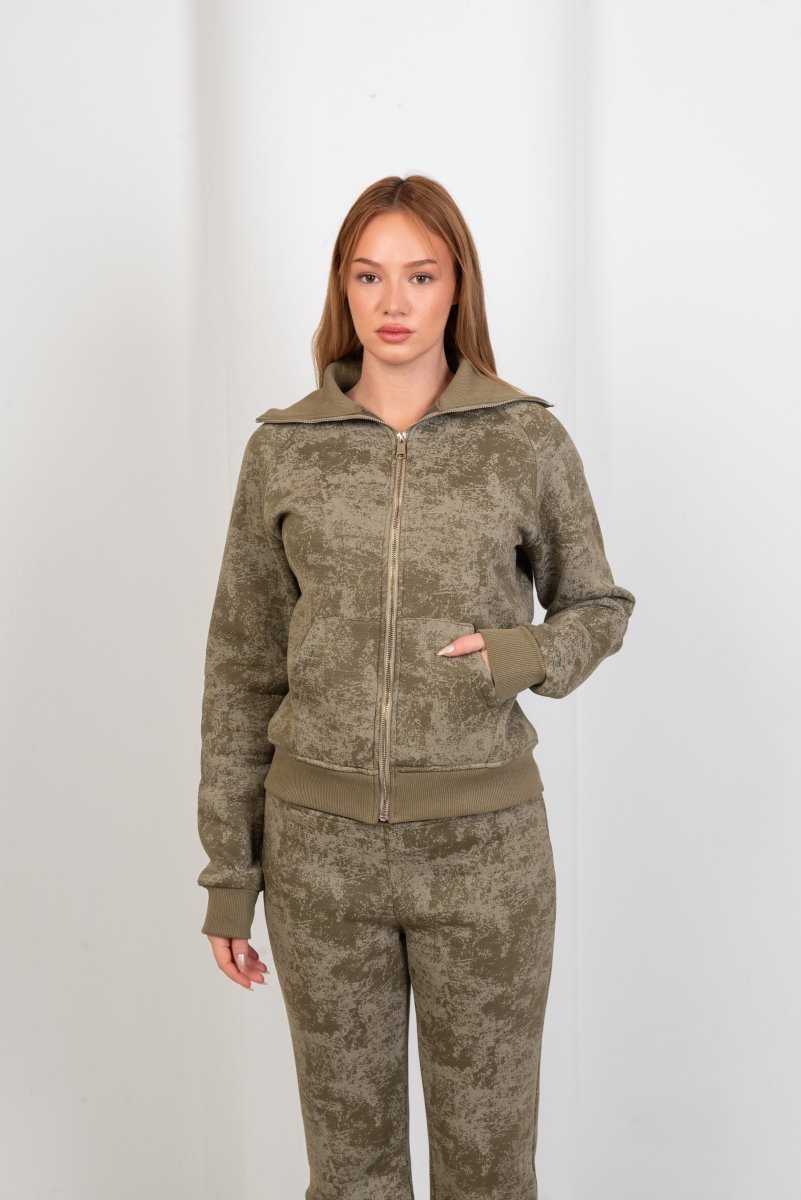 Vintage Wash Zip - Up Top – Olive - Hushy Wear
