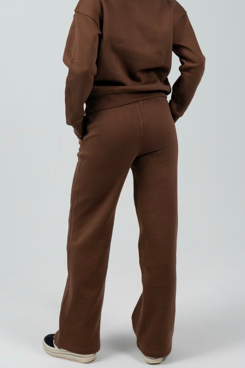 Wide - Leg Lounge Sweatpants – Mocha - Hushy Wear