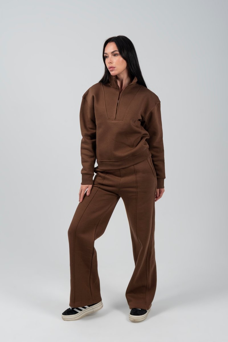 Wide - Leg Lounge Sweatpants – Mocha - Hushy Wear