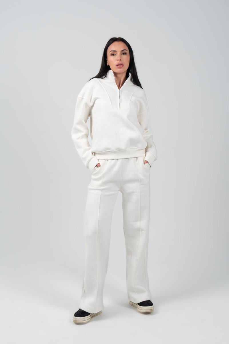 Wide - Leg Lounge Sweatpants – Off - White - Hushy Wear